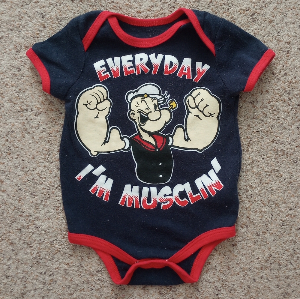 Popeye Baby Onesie Everyday I'm Musclin'
